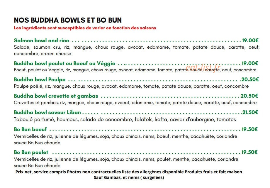 Bistrot 34 — carte page 2