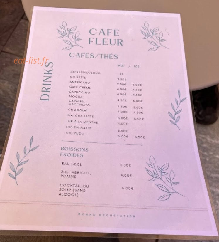 Café Fleur — carte page 1