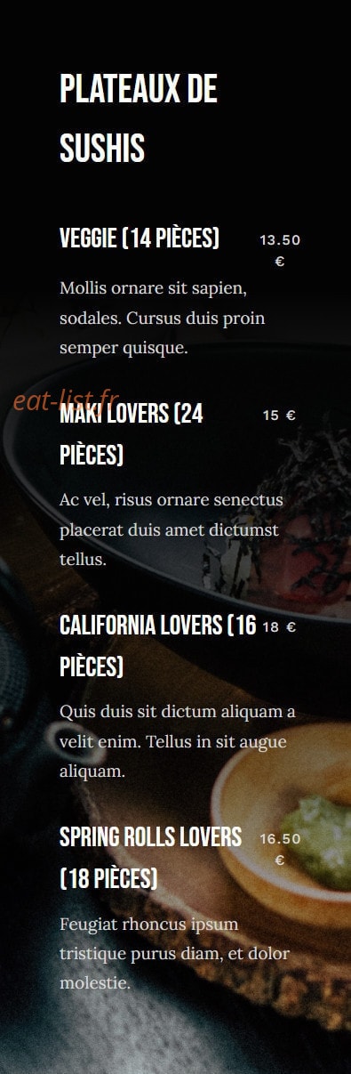 Envie Sushi — carte page 2