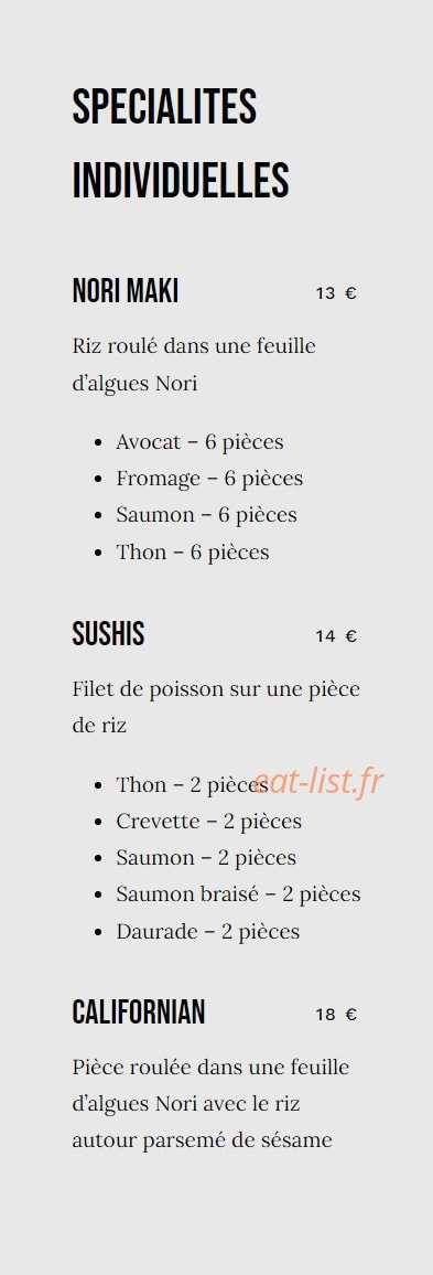 Envie Sushi — carte page 3