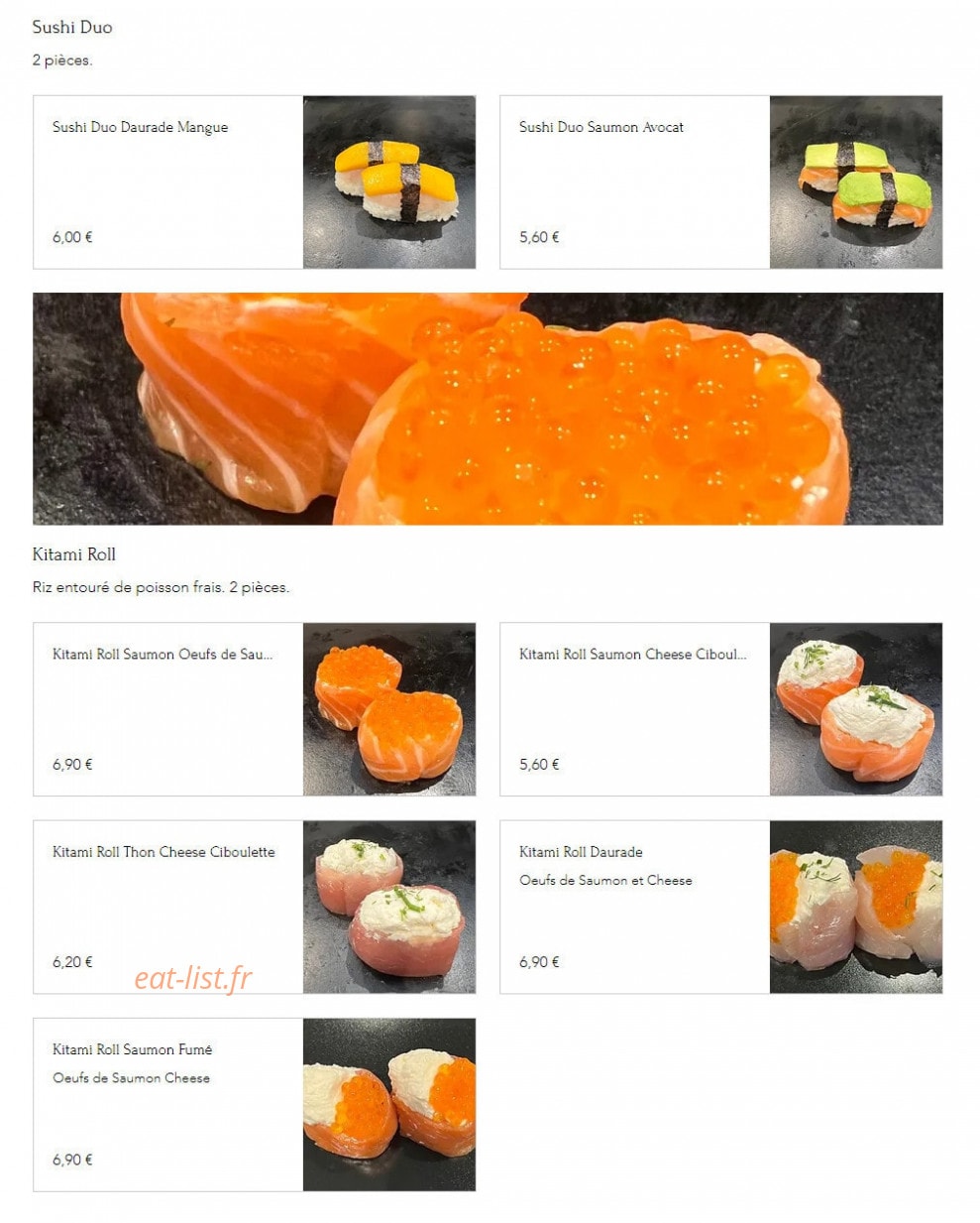 Kitami Sushi — carte page 3
