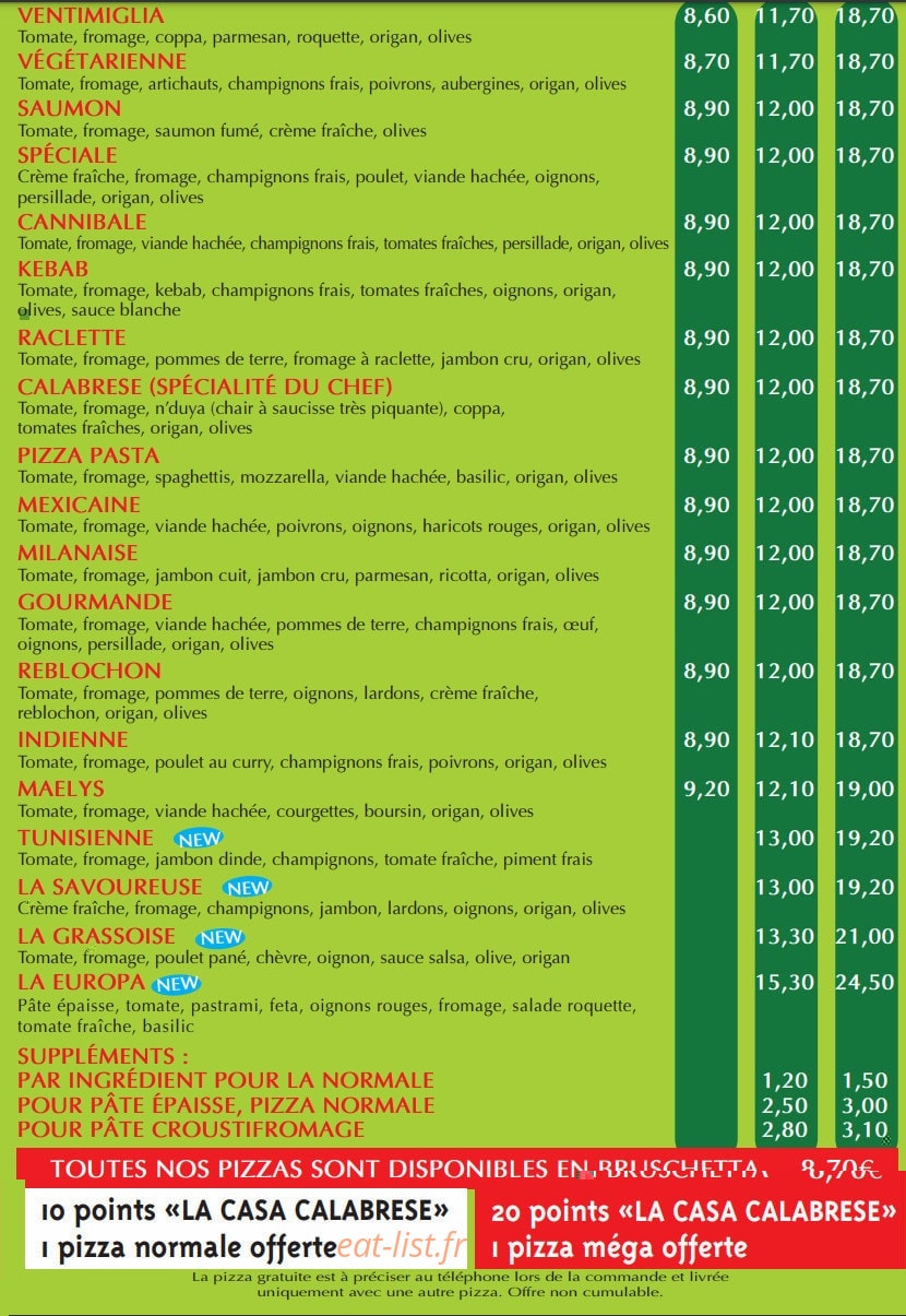 La Casa Calabrese — carte page 2