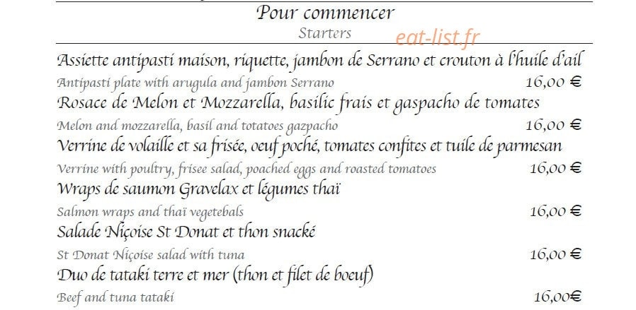 La Closerie — carte page 1
