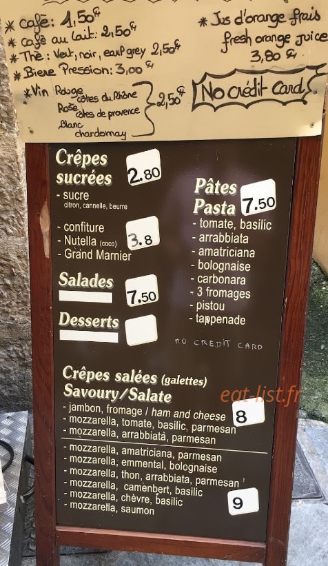 La Spaghetteria — carte page 1