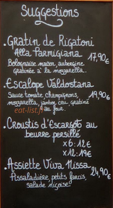 La Trattoria — carte page 1