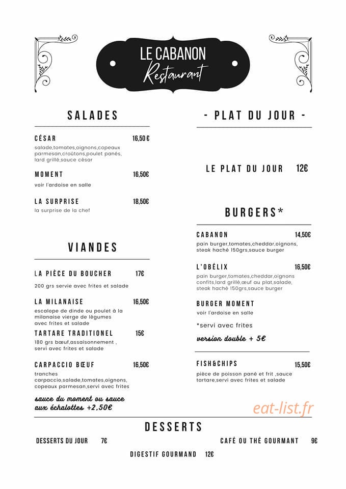 Le Cabanon — carte page 1
