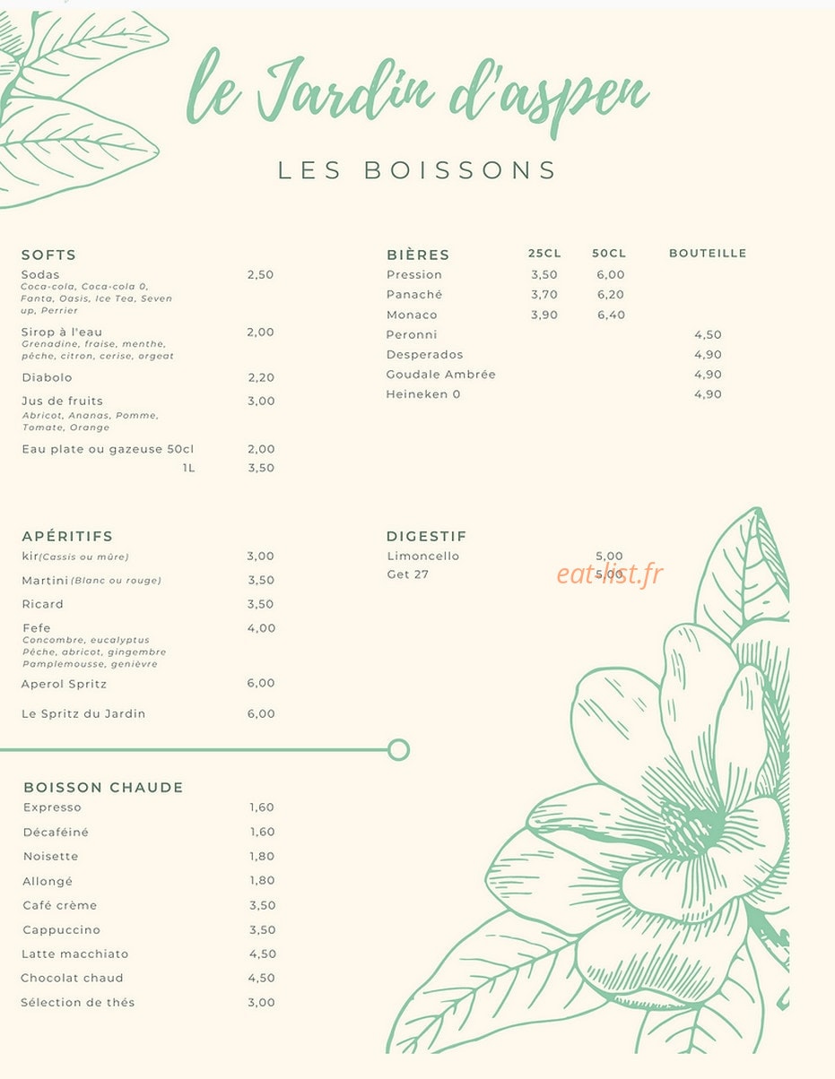 Le Jardin d'aspen — carte page 3