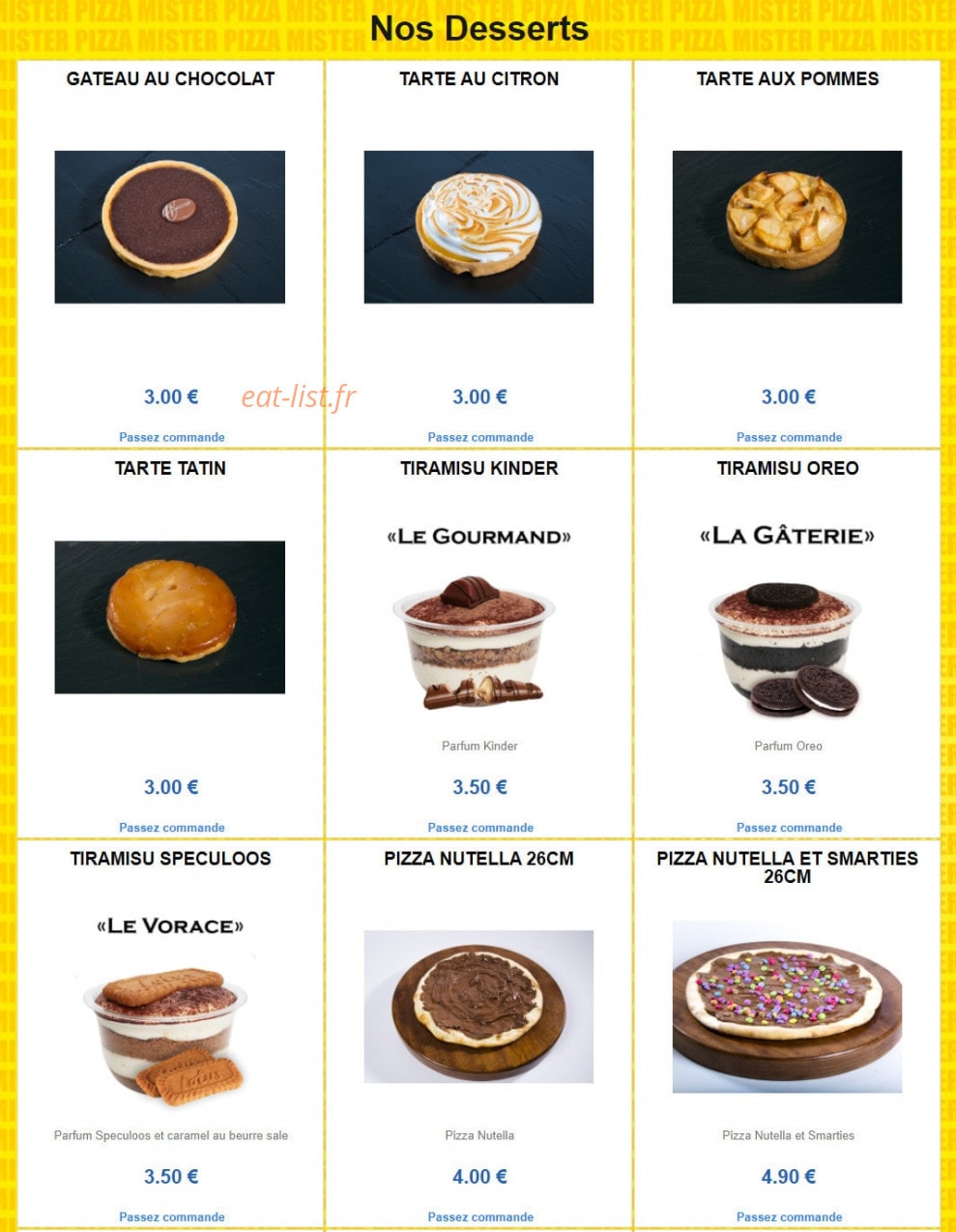 Mister Pizza — carte page 10