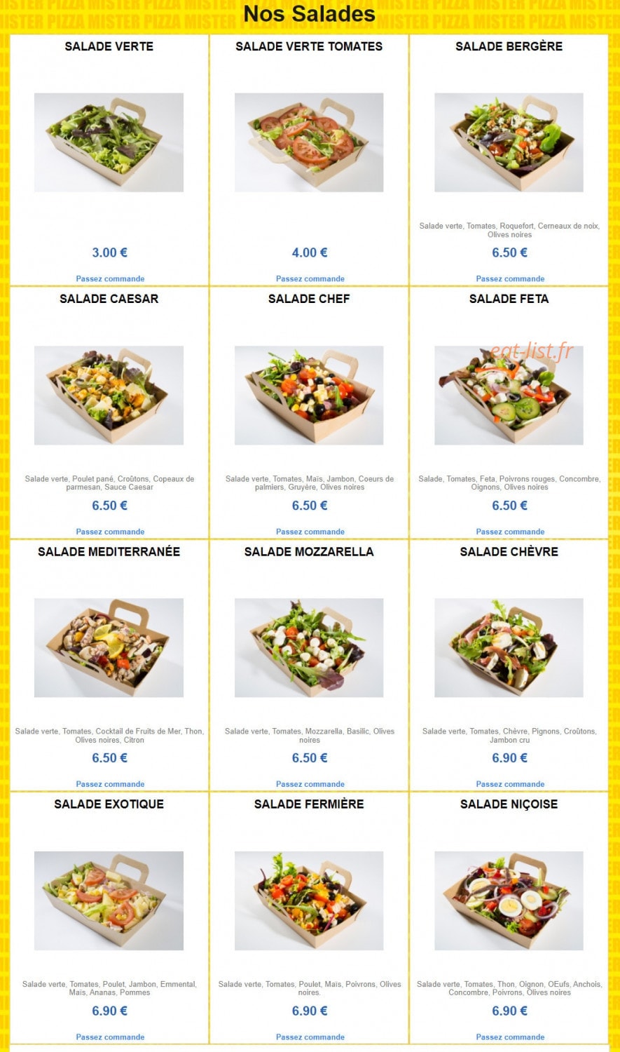 Mister Pizza — carte page 6