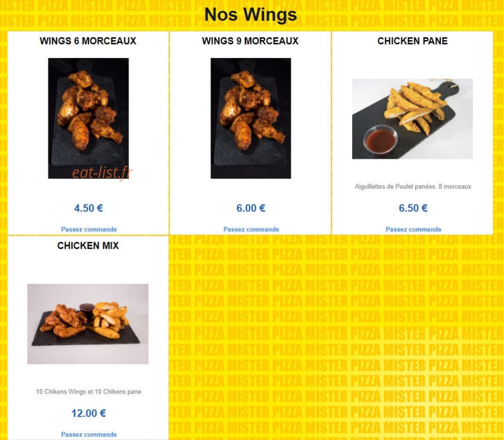 Mister Pizza — carte page 7