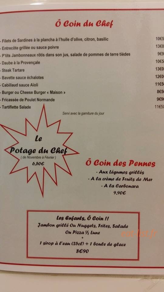 O coin gourmand — carte page 2
