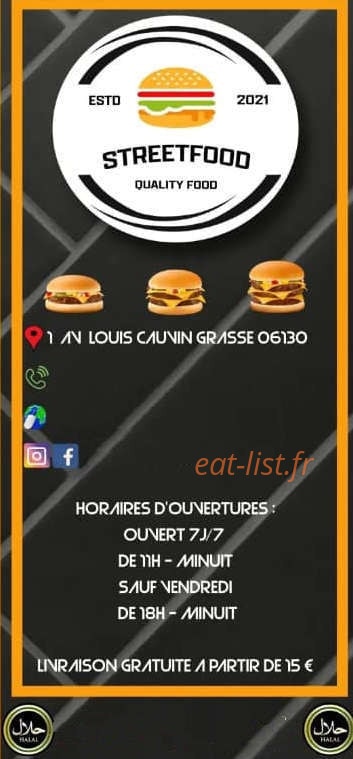 Street Food — carte page 1