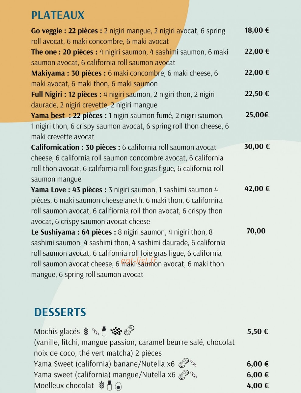 Sushi Yama — carte page 5