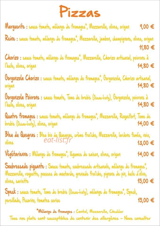 L'Atelier Gourmand — carte page 1