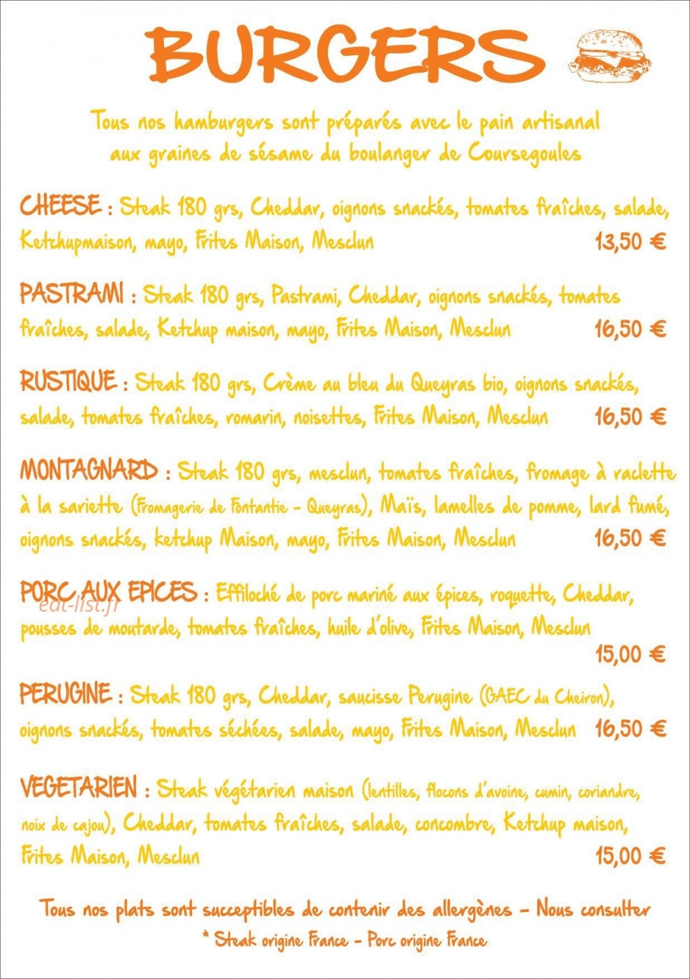 L'Atelier Gourmand — carte page 2