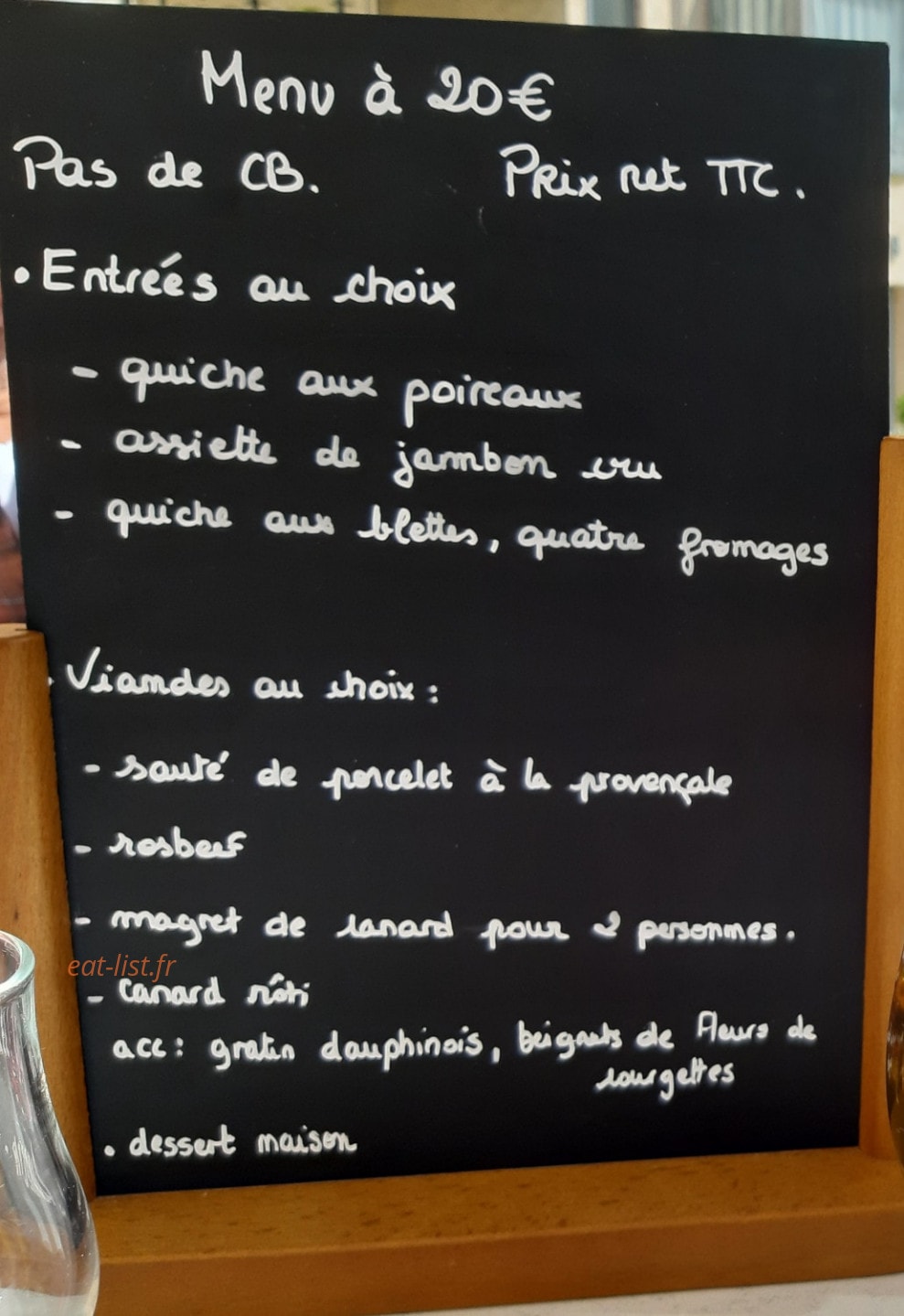 Le Bistrot de Sophie — carte page 1