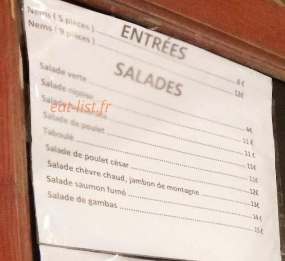 Carte et menu de Le Cafe Des Sports à Tourette sur Loup — Les entrées et salades