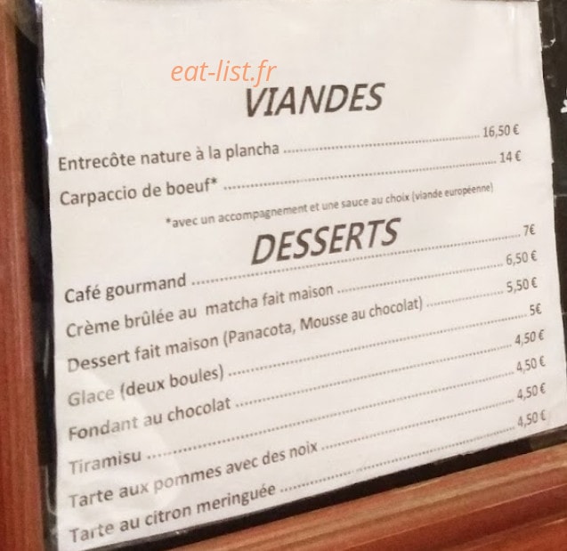 Carte et menu de Le Cafe Des Sports à Tourette sur Loup — Les viandes et desserts