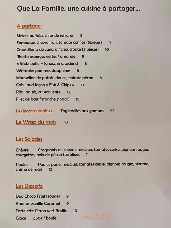 Restaurant Que La Famille — carte page 4