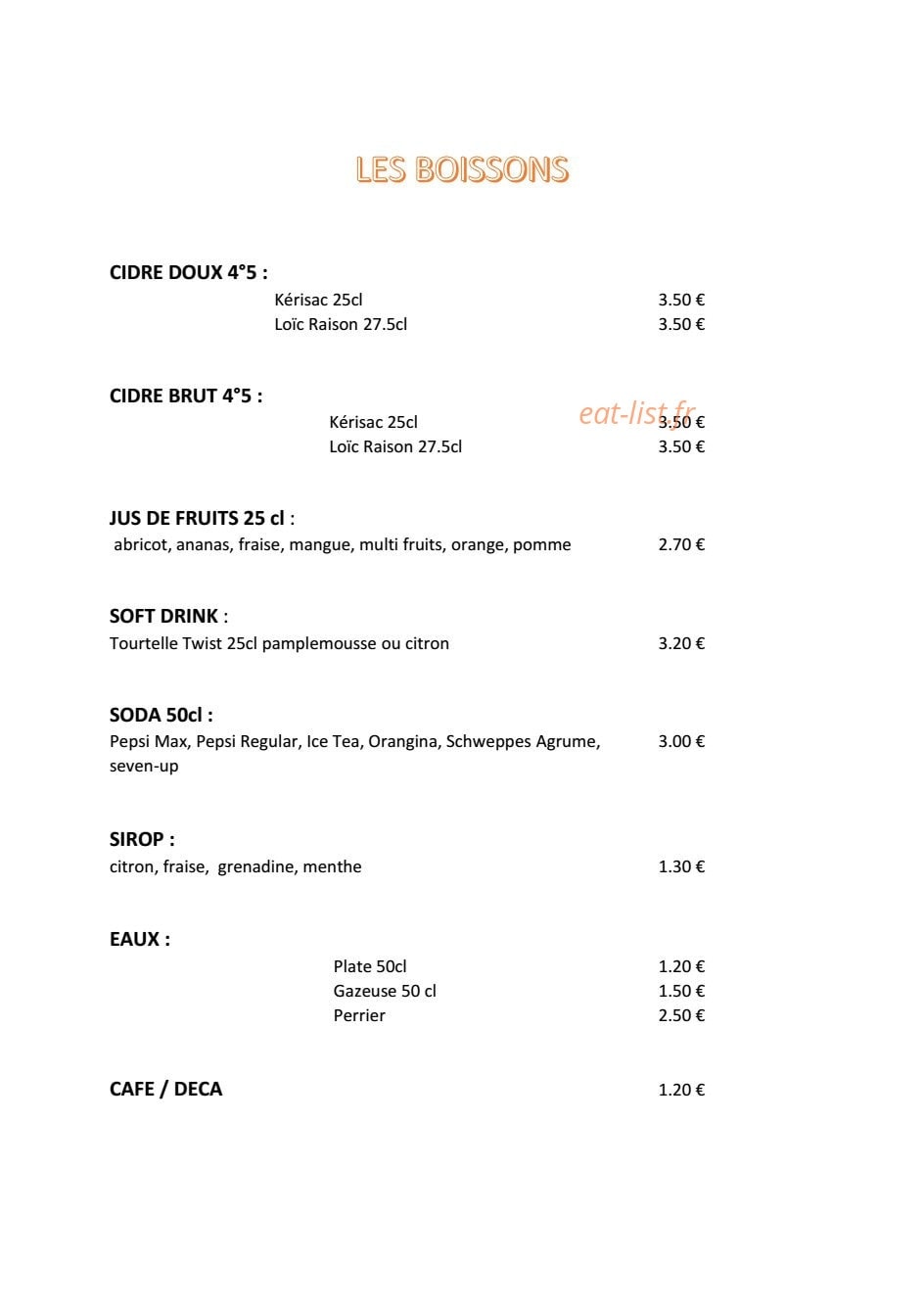 Au Petit Crêpier — carte page 2