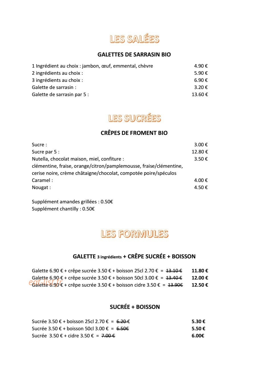 Au Petit Crêpier — carte page 1