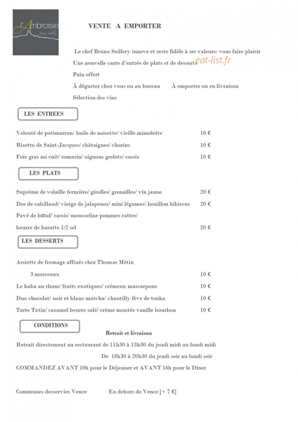 L'ambroisie — carte page 1