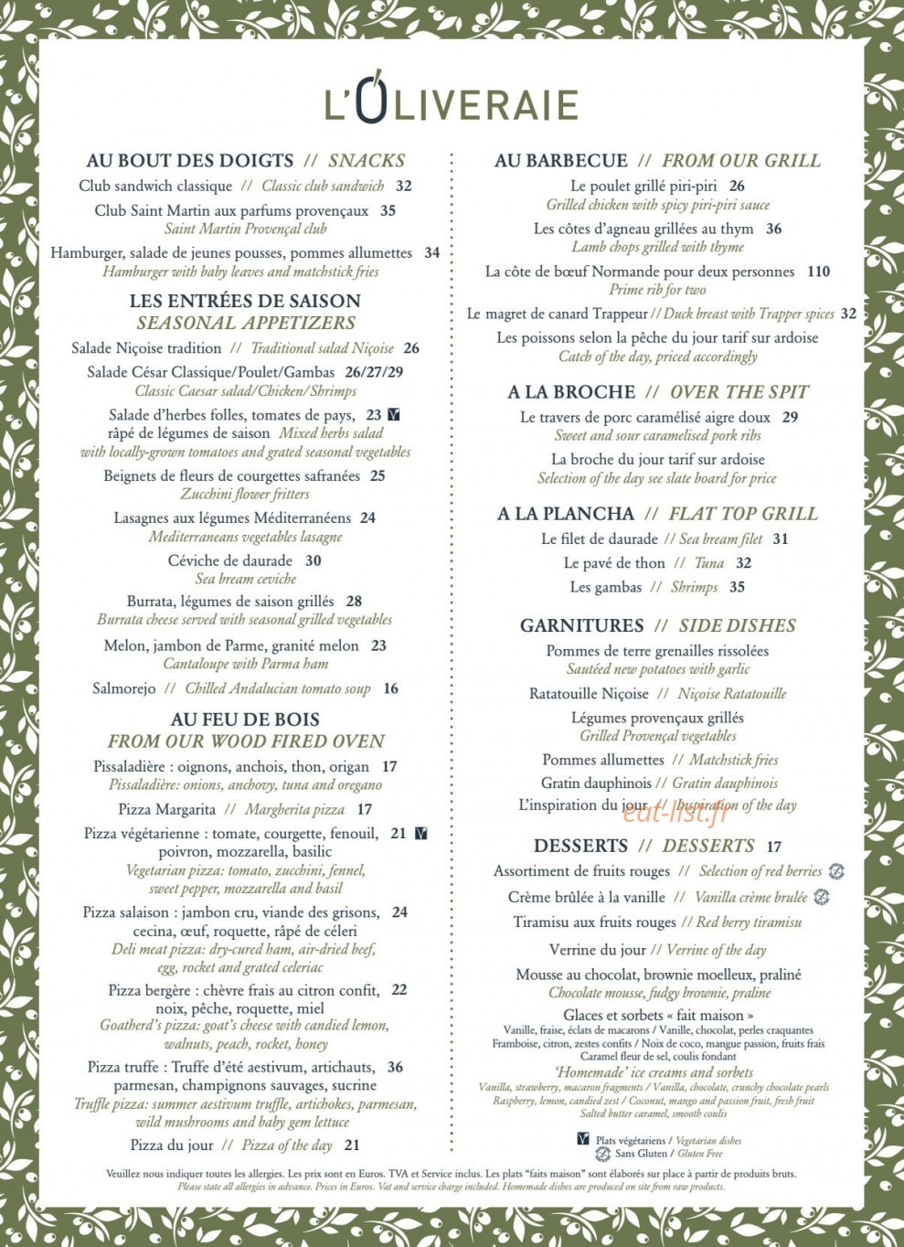 L'Oliveraie — carte page 2