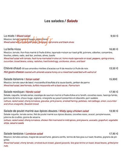 La Régence Cafe — carte page 3