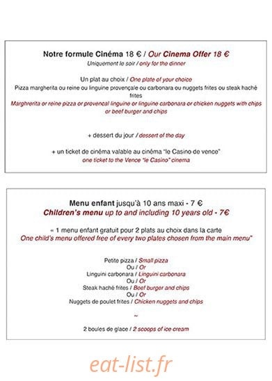 La Régence Cafe — carte page 9