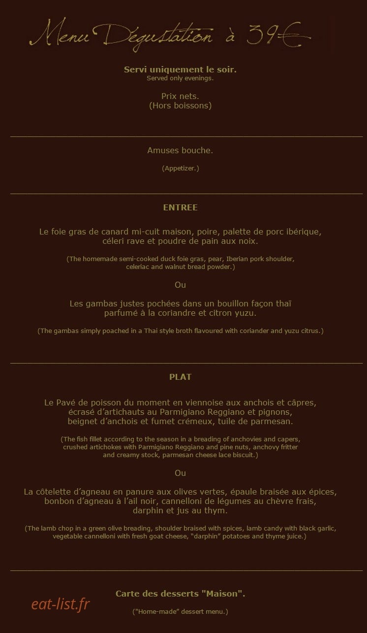 Les agapes — carte page 2