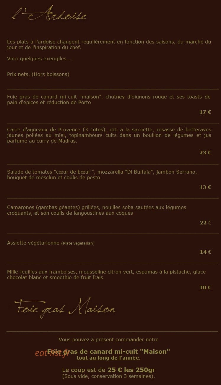 Les agapes — carte page 3