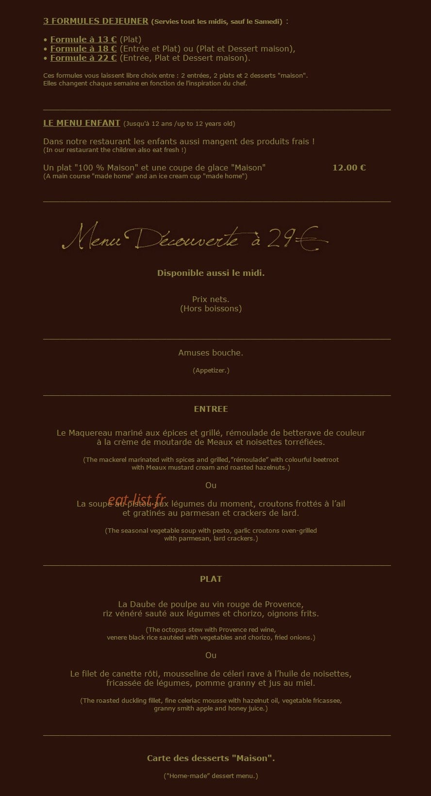 Les agapes — carte page 1