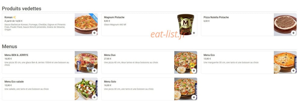 Mister Pizza — carte page 1