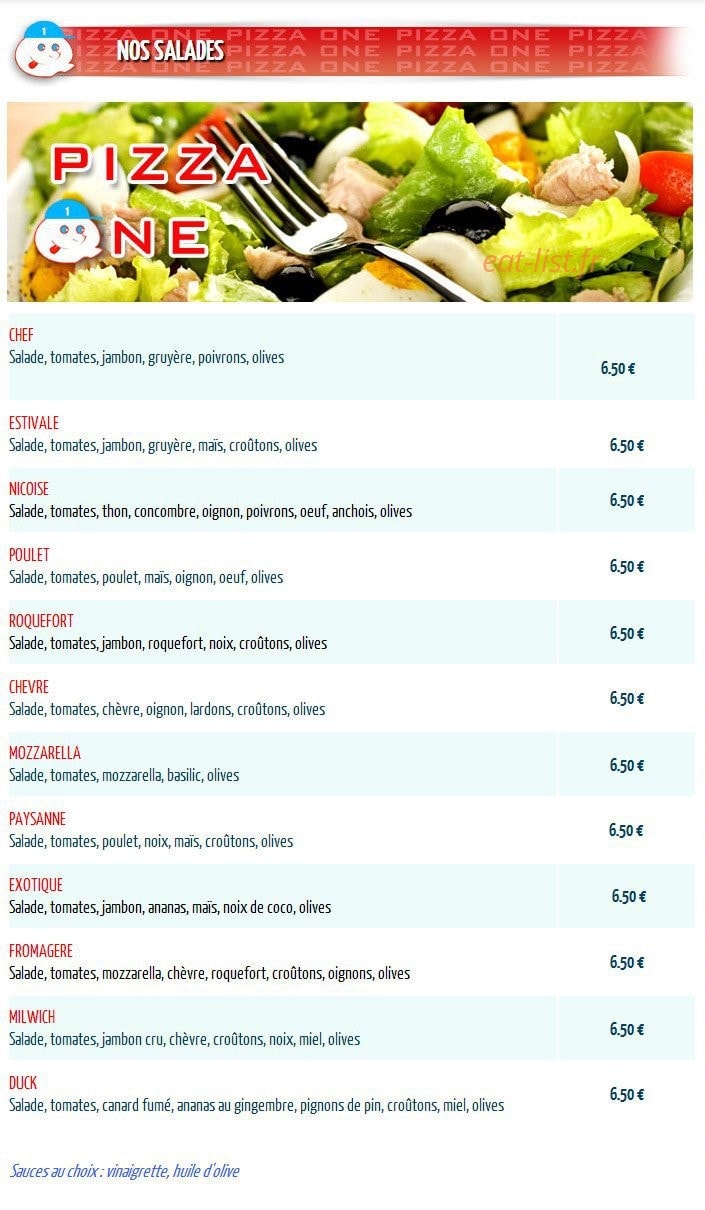 Pizza One — carte page 3