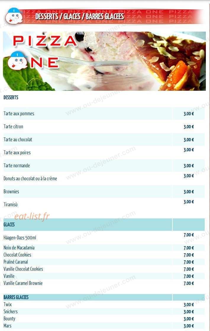 Pizza One — carte page 6
