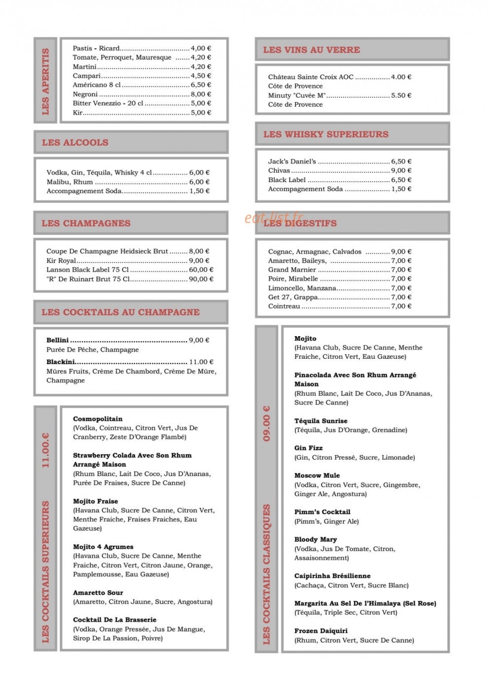 Brasserie de la Jetée — carte page 6