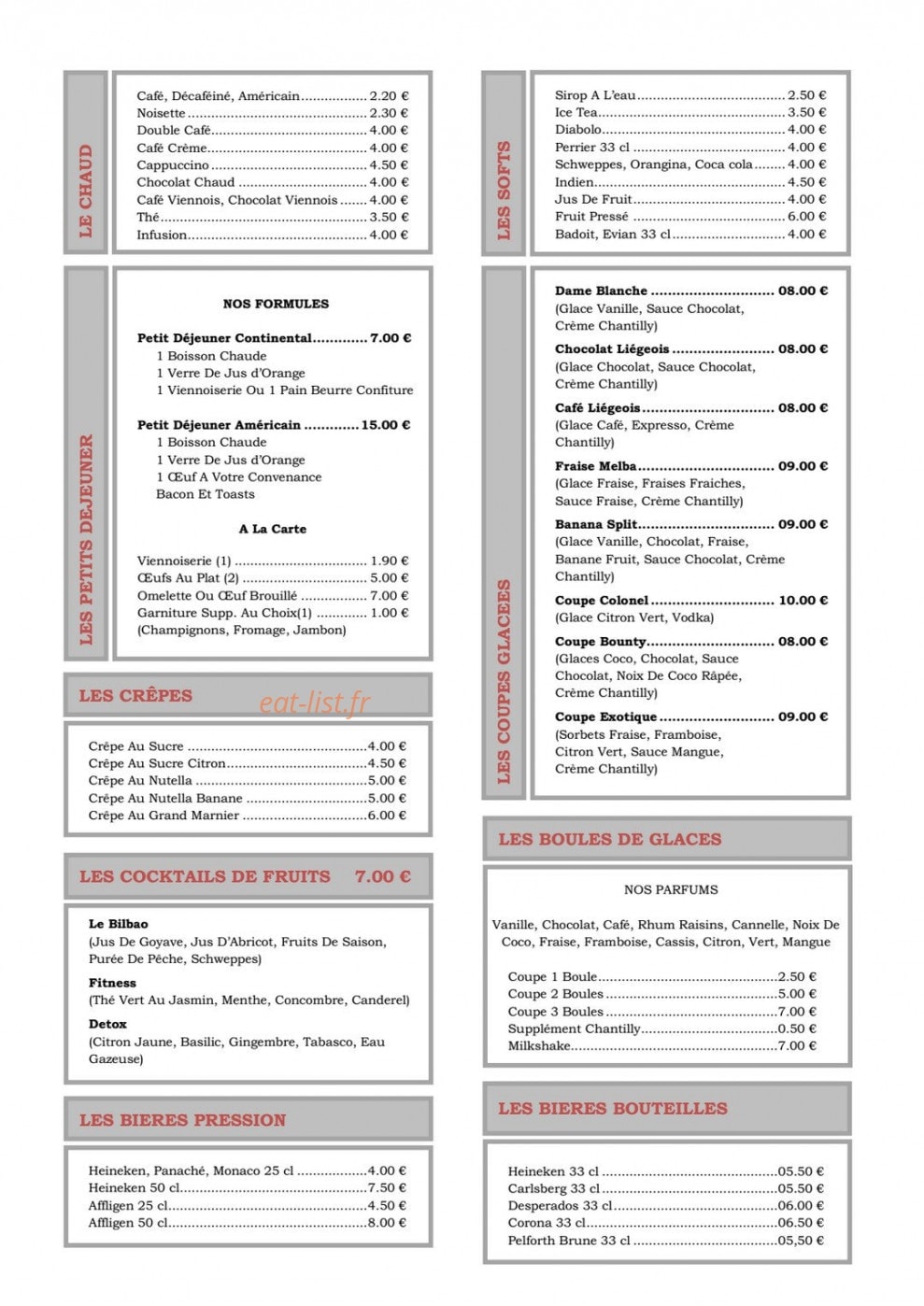 Brasserie de la Jetée — carte page 5