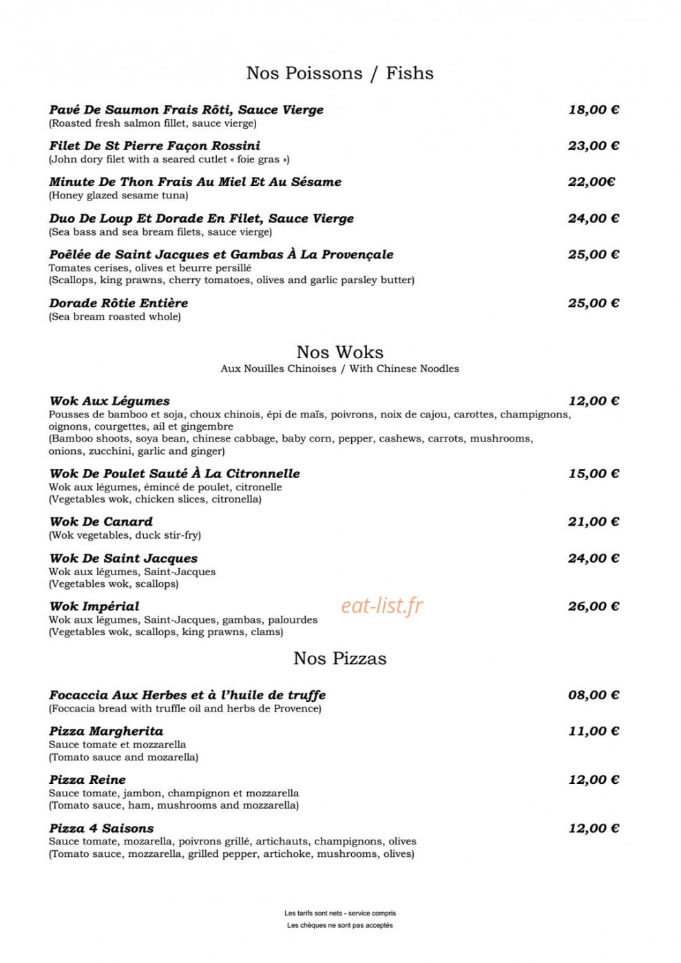Brasserie de la Jetée — carte page 2