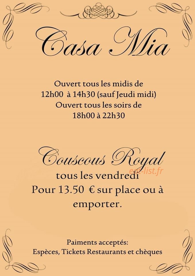 Casa Mia — carte page 1
