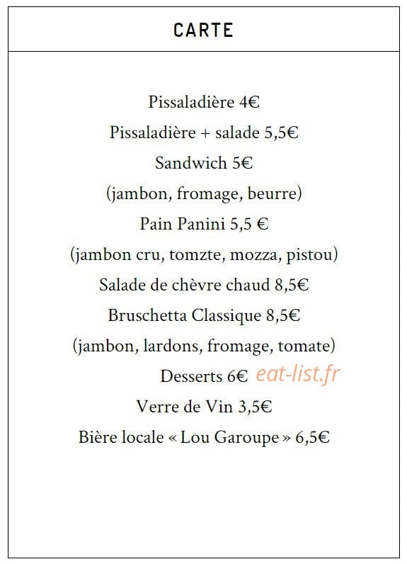 le Bistrot du Curé — carte page 1