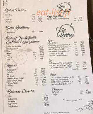 Le Bistrot — carte page 2