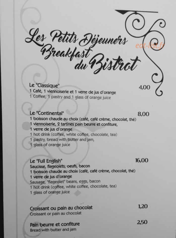 Le Bistrot — carte page 4
