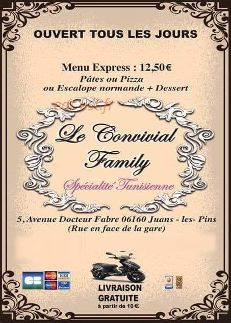 Carte et menu Le Convivial Family Juan les Pins