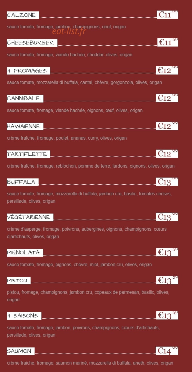 Pizzagora — carte page 2