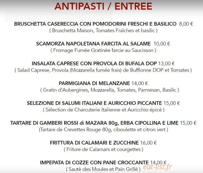 Casarella Restaurant — carte page 3