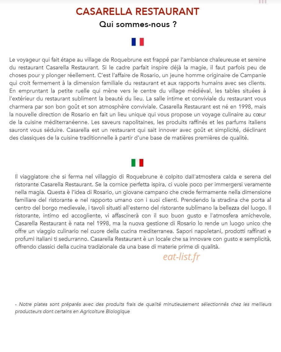 Casarella Restaurant — carte page 2