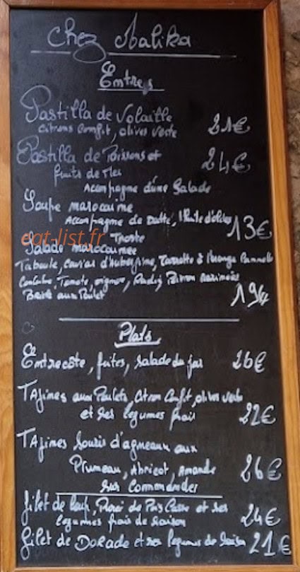 Chez Malika — carte page 1
