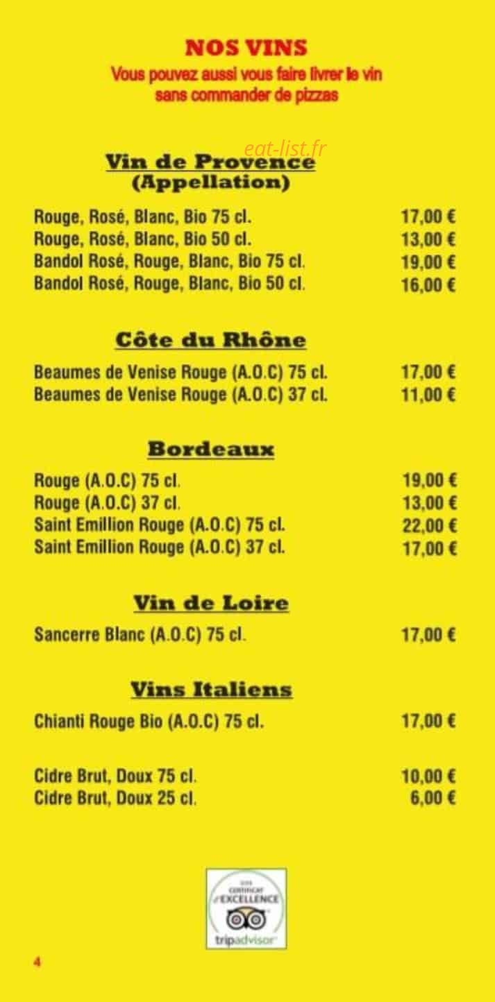 Euro Pizza — carte page 4