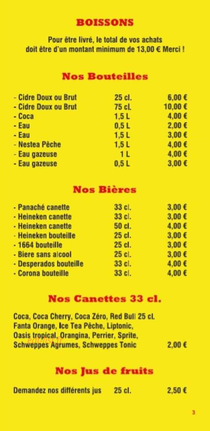 Euro Pizza — carte page 3