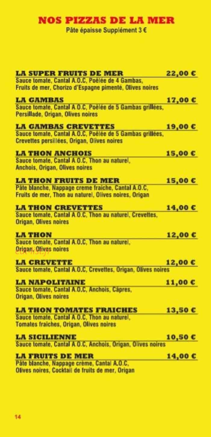 Euro Pizza — carte page 14